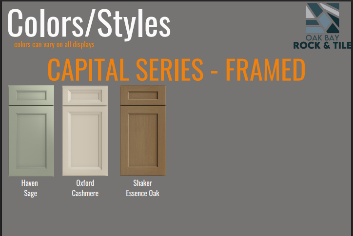 Capital Series framed cabinetry colours and styles — additional styles