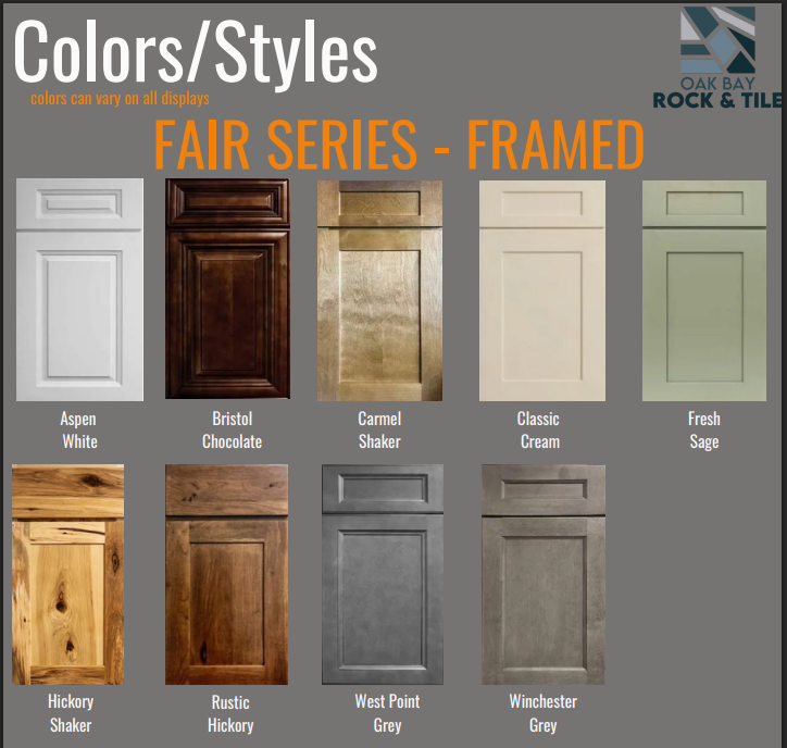 Far Series framed cabinetry colours and styles