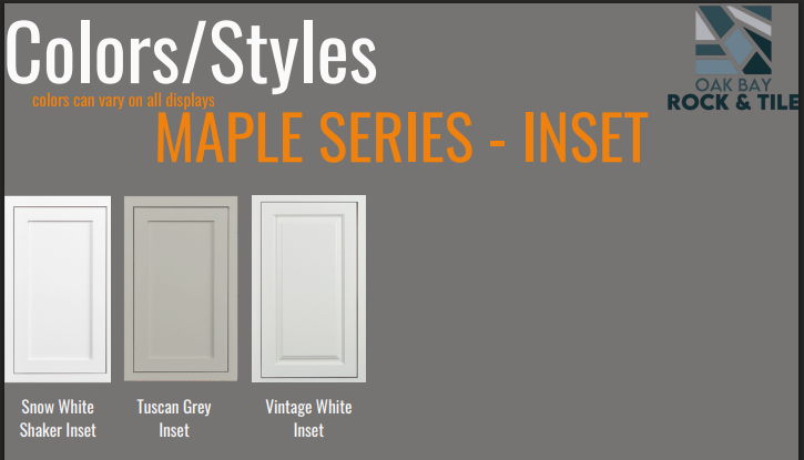 Maple Series inset cabinetry colours and styles