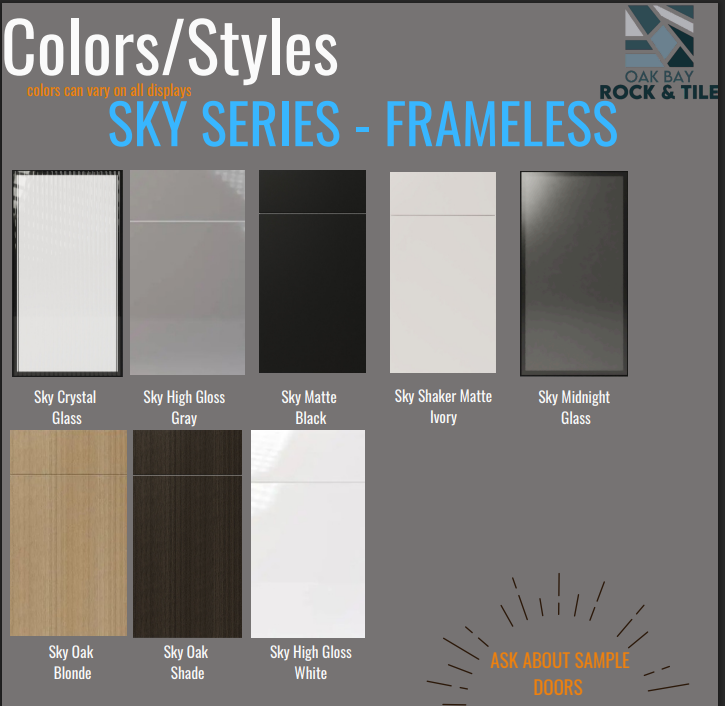 Sky Series frameless cabinetry finishes