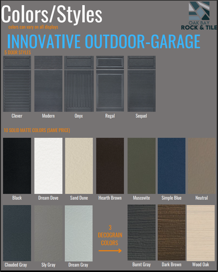 Innovative outdoor and garage cabinetry styles and colours