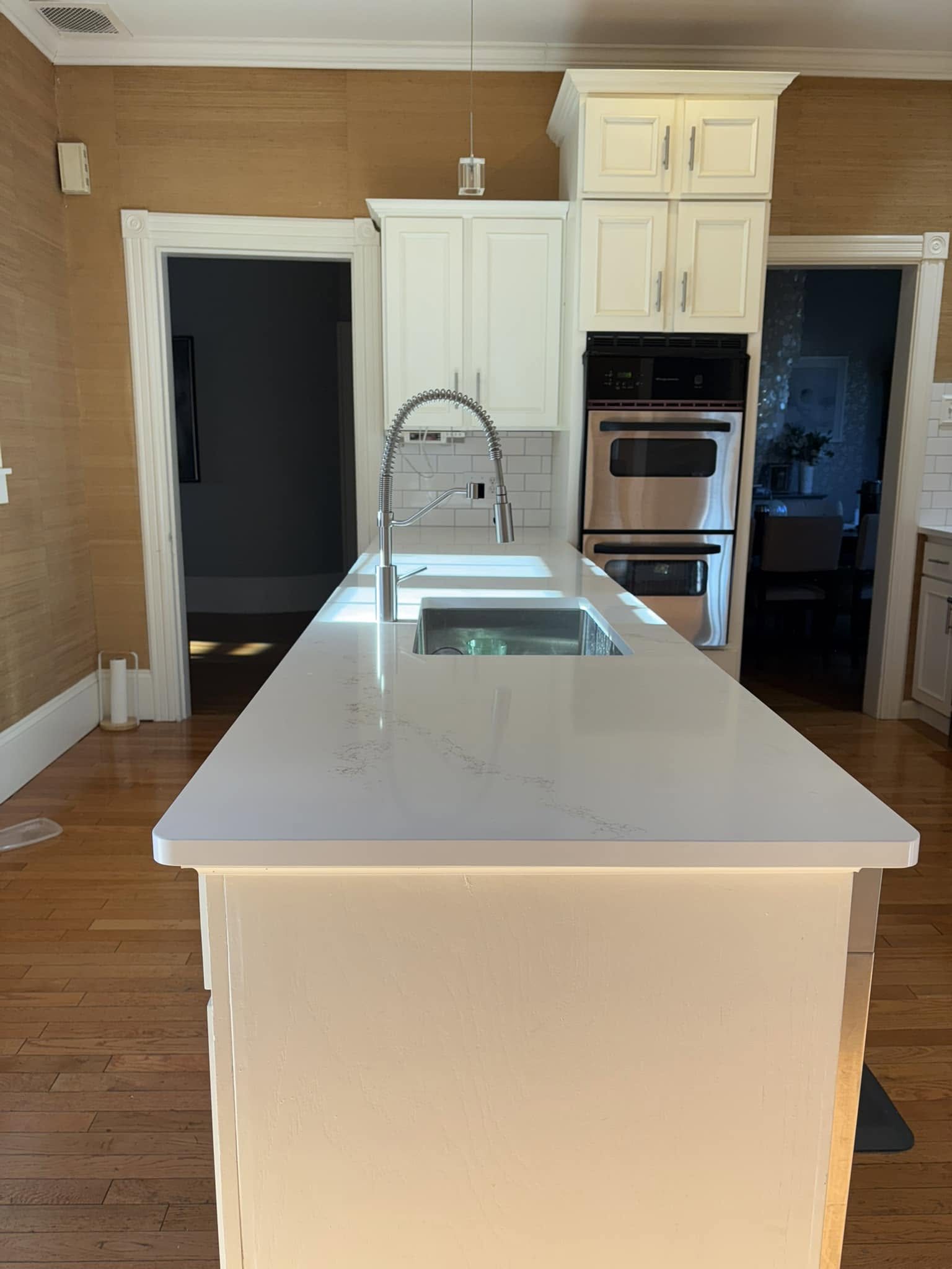 White kitchen — symmetrical island view.